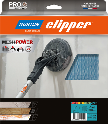 Disques abrasifs velcro 225x0 Meshpower M920 G240 - Lot de 5