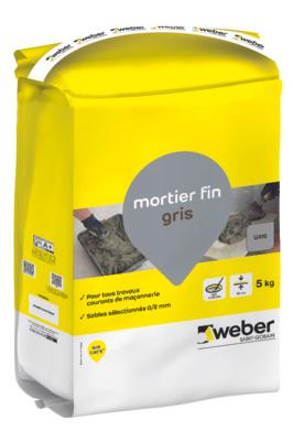 Mortier fin gris pour les travaux courants 5kg