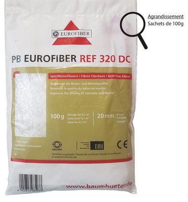 Fibres pour béton EUROFIBER 320DC Blanc 100G - 20MM
