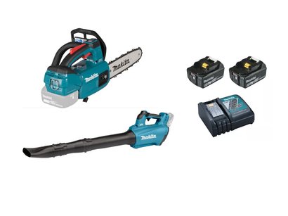 Pack 2 outils jardin Souffleur LXT DUB184Z + Tronçonneuse MAK 18V 25cm + 2 batteries BL1850B + 1 chargeur 1DC18RC