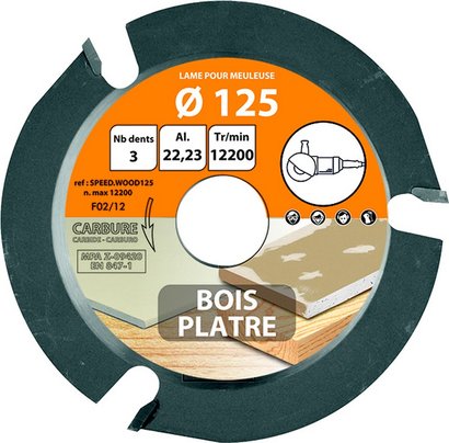 LAME CARBURE MULTIFONCTION POUR MEULEUSE D.125X22.23 Z 3