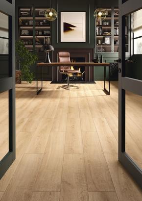 Sol stratifié SOLID PLUS - 465 Chêne Santal - Ep 12mm, 1286x214, Water resist 100h CLIP 5G 4V