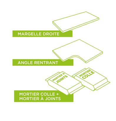 KIT MARGELLES PISCINE BETON MOULE 5 X 10M DARIA PIERRE 60+4UN+MORTIER COLLE+JOINT