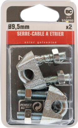 Serre-câble étrier Acier galvanisé Ø10mm H:42mm Blister de 2