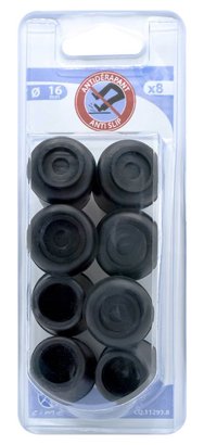 Embout rond enveloppant Caoutchouc noir Ø16 Blister de 8