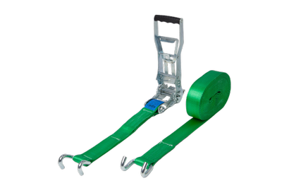 Sangle d'arrimage EUROPLEX 50MM L.9M Vert avec tendeur inversé pour plateau poids lourds  