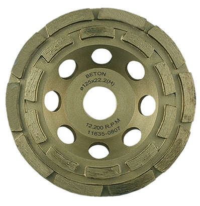 Plateau diamanté béton segment double piste - Ø125MM - Ep.7MM Segment 5MM Alésage 22,23MM