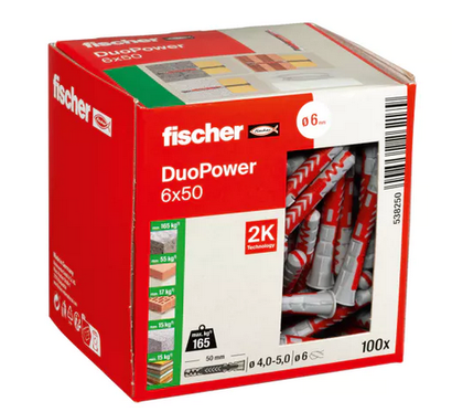 Chevilles DuoPower 6 x 50MM - Boîte de 100