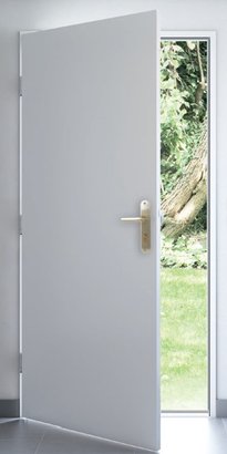 Bloc porte de Sécurité acier - Blanc - Poussant Gauche - Serrure 3 points - 800 x 2000MM