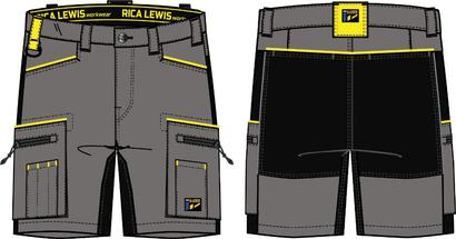 Bermuda multi-poche coupe droite FLUBERM gris et fluo T.46