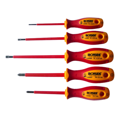 Set de 5 tournevis d'électricien bi-matière - Plat/TH- Ironside