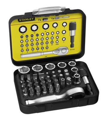 Coffret d'embouts de vissage Expert pro 1/4 25mm + clé à cliquet  - avec 39 pièces"