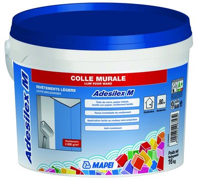Colle pour revêtements muraux légers Adesilex M blanc - seau de 8kg