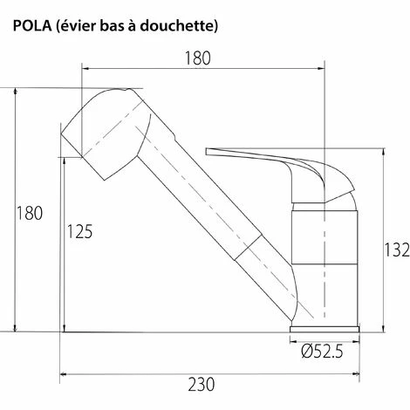 Mitigeur d'évier à douchette POLA - chromé 