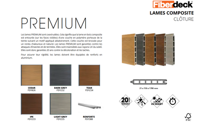 Lame de clôture en bois composite PREMIUM  21x150mm L.1,78m Dark Grey