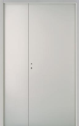 Bloc-porte PLAN à Recouvrement - Isoplane Ame Alvéolaire - 2 vantaux tierces - Huisserie PERF+ 86x54mm - Serrure PDDT - Poussant Droit - 204x146cm (93+43cm)- AXE 40MM