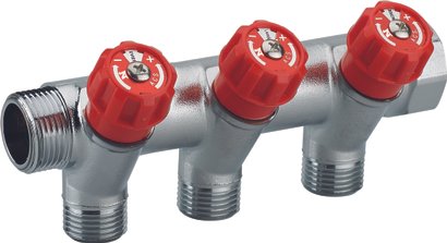 COLLECTEUR ROUGE MF 3/4- 3 DEPARTS M 1/2 ROBINET INTEGRE