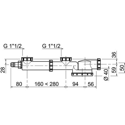 Tubulure ESPACE raccordement évier 2 bacs + siphon extraplat              