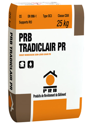 Enduit monocouche semi lourd grain fin TRADICLAIR jaune touraine sac de 25kg
