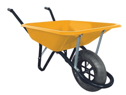 Brouette Polyvalente Jaune 110L avec roue gonflable