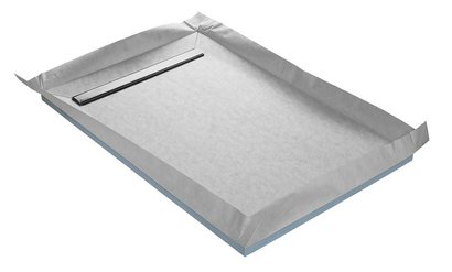 Receveur de douche à carreler LINEBOARD avec caniveau inox - sans bonde - Gris clair - 185x90x4 cm  