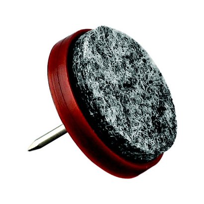 Patin rond A clouer Plastique brun / feutre gris Ø28mm Blister de 4