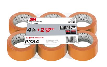 Adhésif Toile de façadier P334 Orange - 25m x 48mm - Lot de 4 rouleaux + 2 gratuit
