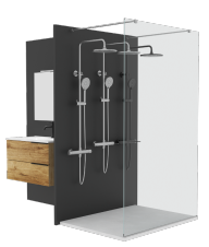 Kit expo les Essentiels Sanitaire - Salle expo - Comprend 1 présentoir + meubles+douche+robinets expo