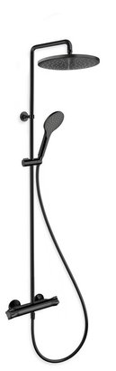 Colonne de douche THETA thermostatique Black mat - Pomme de tête Ronde - TE49413