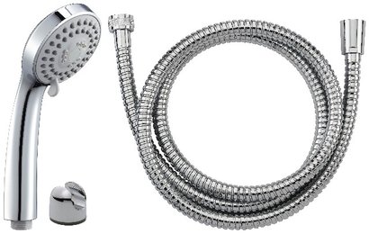 DOUCHETTE 3 JETS KEA CHROMÉE + FLEXIBLE 1.50 M CHROMÉ - NF COQUE