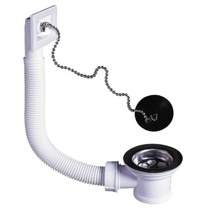 Bonde évier inox Ø 50mm à bouchon - avec trop plein                 