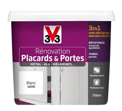 Peinture rénovation PLACARDS ET PORTES - Satin BLANC 750ML