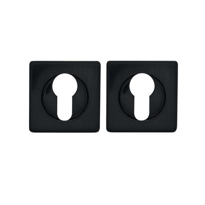 Lot de 2 rosaces carrées trou de cylindre - noir mat