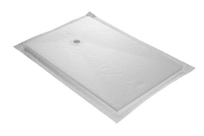 Receveur de douche Résine - avec grille carrée Inox-  sans bonde - Blanc -180 x 90 x 2,5 cm