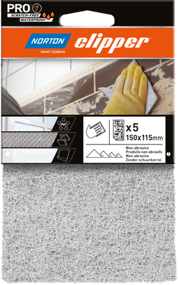 Tampon sans abrasif Norton Clipper - Blanc 150x115mm - Lot de 5 pièces