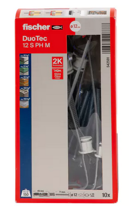 Cheville à bascule avec vis tête ronde DuoTec 12 - Boîte de 10