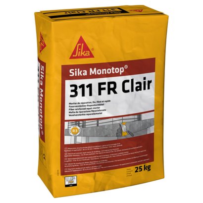Mortier Sika Monotop 311 FR de réparation fin, fibré et rapide 15KG