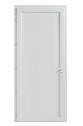 Bloc porte de service PVC pleine isolée 215 x 90CM - poussant gauche