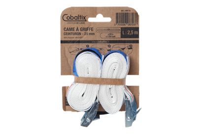 Lot de 2 sangles bagagères avec came à griffe 25mm Lg 2,5m 
