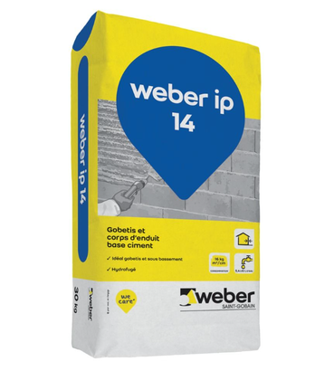 Gobetis et corps d'enduit, base ciment WEBER IP 14 30KG