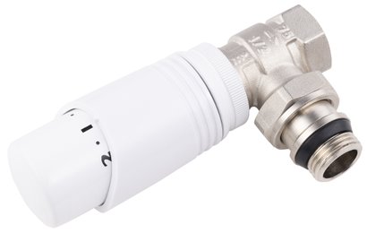 ROBINET THERMOSTATIQUE EQUERRE MF 1/2 NICKELE/BLANC 