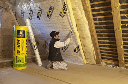 Rouleau de laine de verre Isoconfort 35 Ep 120 mm L 1.20x4.70 m R 3.40