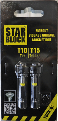 Embout magnétique T10 & T15 STARBLOCK Blister de 2