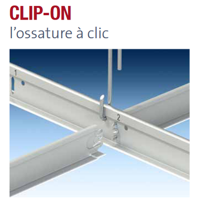 Entretoise CLIP ON T24 L.600MM Blanc - Ossature à clip - Eurocoustic