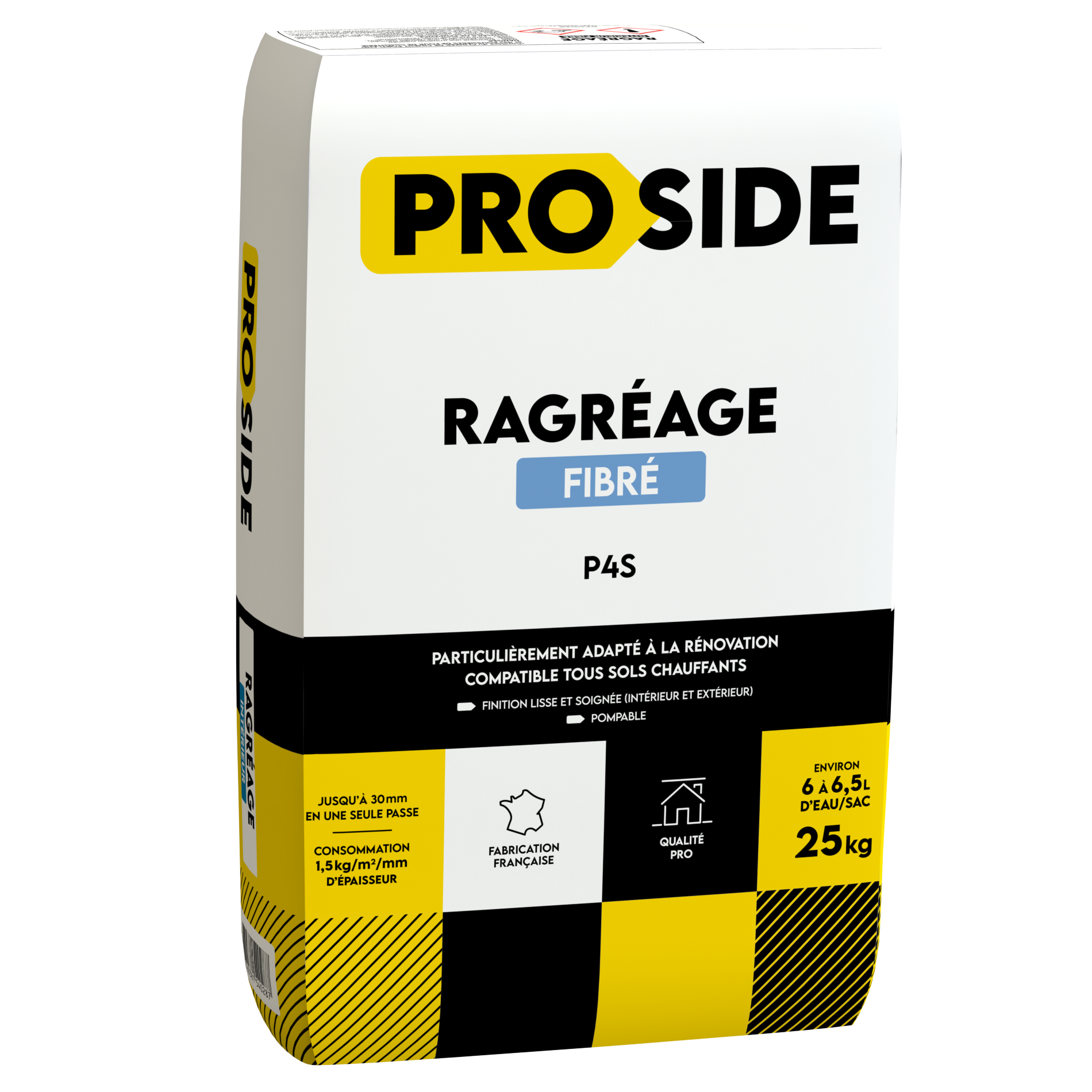 Sac de ragréage P4S fibré gris PROSIDE 25 kg