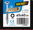 Vis ROCKET TX Tête fraisée Inox A2 5x60/35 Boite de 200