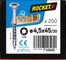 Vis ROCKET TX Tête fraisée Inox A2 4,5x45/30 Boite de 200